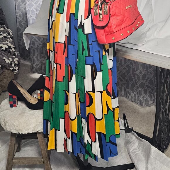 Louis Féraud Geometric Pleated Skirt – Vintage Designer - Picture 2 of 9